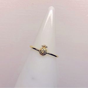 14K Gold Pineapple Ring, dainty thin stackable ring